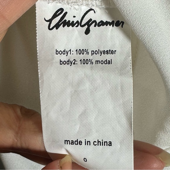 Chris Gramer Womens Sz 0 White V Neck Sleeveless Draped Blouse Tank Lightweight - Picture 6 of 6